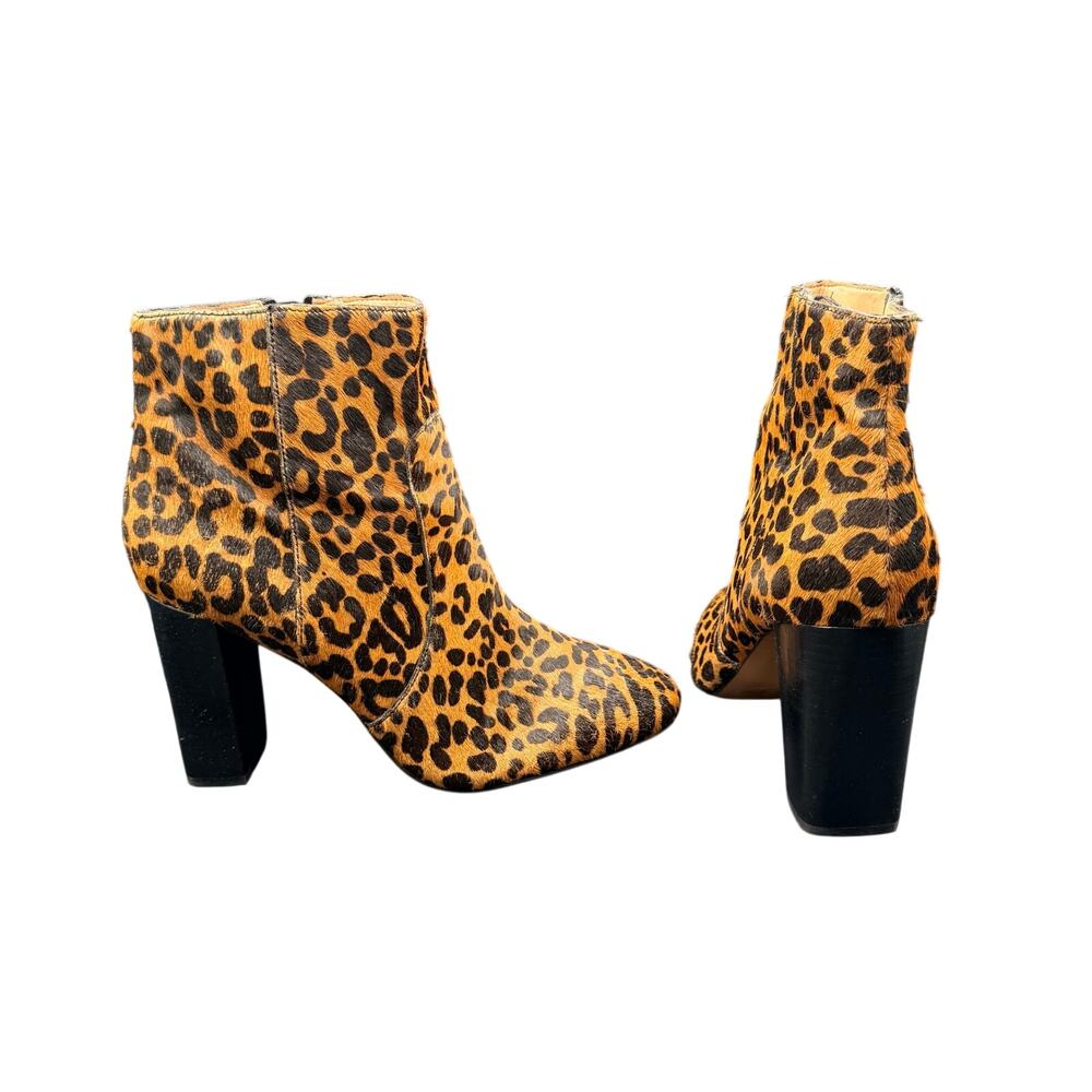 Banana Republic Leopard Calf Hair Ankle Boots 8.5 Block Heel